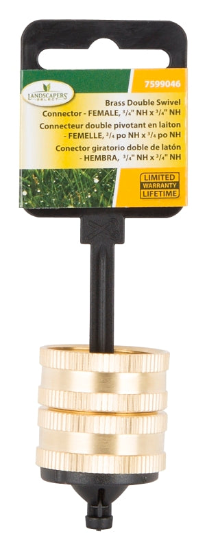 Landscapers Select GHADTRS-10 Swivel Hose Connector, 3/4 x 3/4 in, FNH x FNH, Brass, Brass