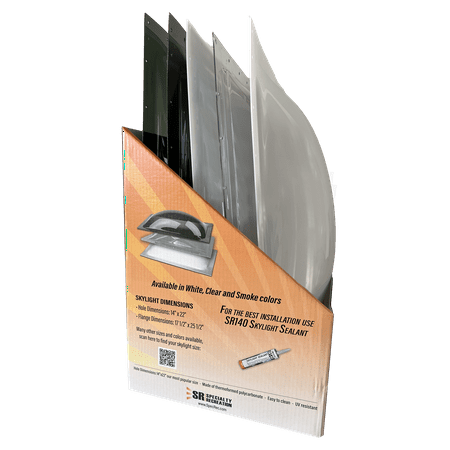 Specialty Recreation SL1422BX Skylight , 14″ x 22″, 5 Pack (2 White, 2 Smoke & 1 Clear)