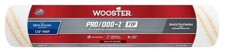 Wooster Pro/Doo-Z FTP RR667-14 Roller Cover, 1/2 in Thick Nap, 14 in L, Fabric Cover, White