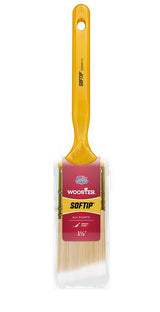 Wooster Q3208-1-1/2 Paint Brush, Pearl/White/Yellow, Plastic Handle, 1-1/2 in W, Angle Sash Brush, 2-3/16 in L Bristle