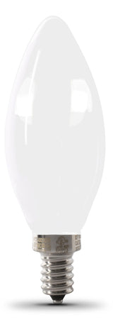 Feit Electric BPCTF40/927CA/FIL/2 Filament LED Bulb, Specialty, B10 Lamp, 40 W Equivalent, E12 Candelabra Lamp Base