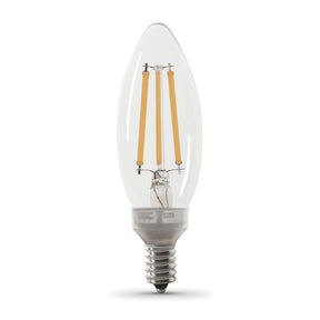 Feit Electric BPCTC100927CAFIL/2 Filament LED Bulb, B10 Lamp, 100 W Equivalent, E12 Candelabra Lamp Base, Dimmable