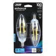 Feit Electric BPCTC100950CAFIL/2 Filament LED Bulb, Blunt Tip, B10 Lamp, 100 W Equivalent, E12 Candelabra Lamp Base