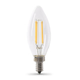 Feit Electric BPCTC75/850/LED/2 Filament LED Bulb, Decorative, B10 Lamp, 75 W Equivalent, E12 Candelabra Lamp Base