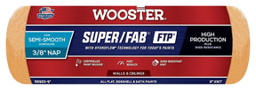 Wooster Super/Fab FTP RR923-9 Roller Cover, 3/8 in Thick Nap, 9 in L, Fabric Cover, Lager