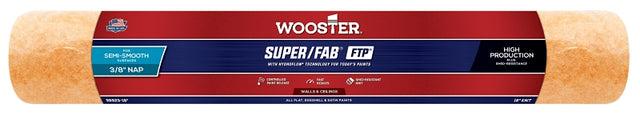 Wooster Super/Fab FTP RR923-18 Roller Cover, 3/8 in Thick Nap, 18 in L, Fabric Cover, Lager