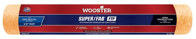 Wooster Super/Fab FTP RR924-18 Roller Cover, 1/2 in Thick Nap, 18 in L, Fabric Cover, Lager