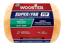 Wooster Super/Fab FTP RR925-4 Roller Cover, 3/4 in Thick Nap, 4 in L, Fabric Cover, Lager