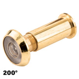 Defender Security U 9891 Door Viewer, 200 deg Viewing, 1-3/8 to 2-1/8 in Thick Door, Glass, Brass