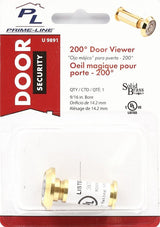 Defender Security U 9891 Door Viewer, 200 deg Viewing, 1-3/8 to 2-1/8 in Thick Door, Glass, Brass
