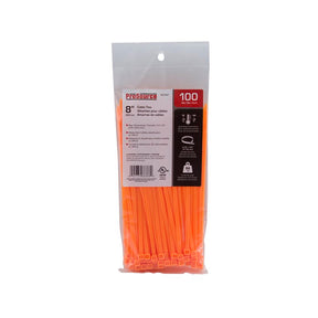 ProSource CT0944 Cable Tie, 8 inches, 50lb Tensile Strength, Self-Locking Locking, Nylon, Orange