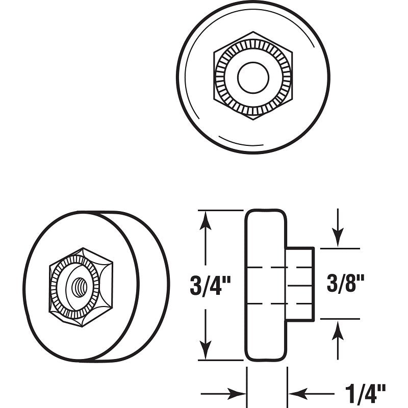 Prime-Line M 6001 Flat Edge Shower Door Roller, Plastic/Steel, White, For: 3/4 in Tall, J-Shaped Tracks