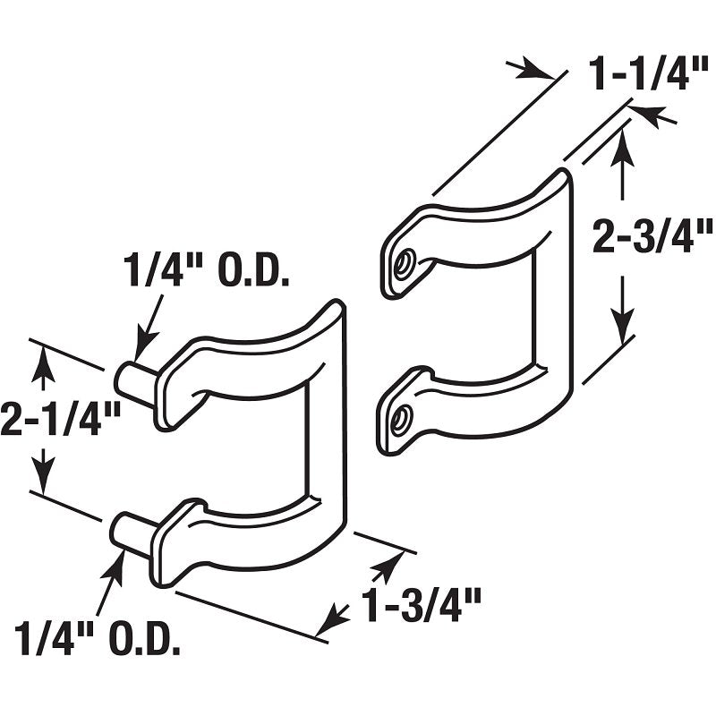 Prime-Line M 6160 Shower Door Handle Set, 2-1/4 in L Handle, Chrome