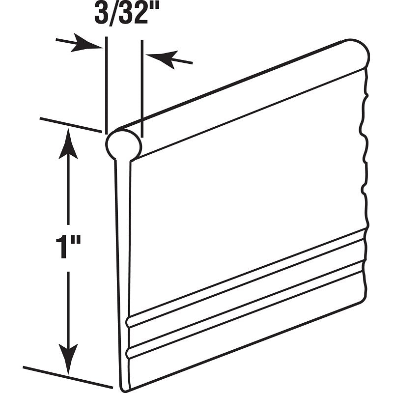Prime-Line M 6184 Bottom Sweep, 3/32 in W, 1 in H, Clear, Pack of 6