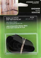 Prime-Line M 6230 Shower Door Bottom Seal, Half-Round, Vinyl, Black, Pack of 6