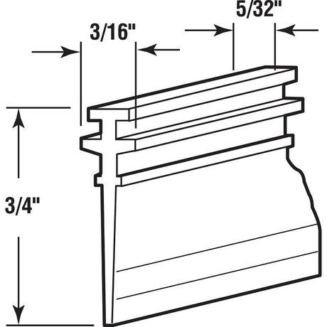 Prime-Line M 6228 Bottom Sweep, 3/16 in W, 3/4 in H, Clear, For: Swinging Shower Doors