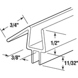 Prime-Line M 6258 Bottom Seal, 3/8 in W, 1/2 in H, Vinyl Seal/Brush, Clear, Pack of 4