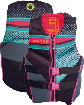 Body Glove 23224WAQUPNKL Women's Phantom Evoprene Vest, Aqua/Pink, Large