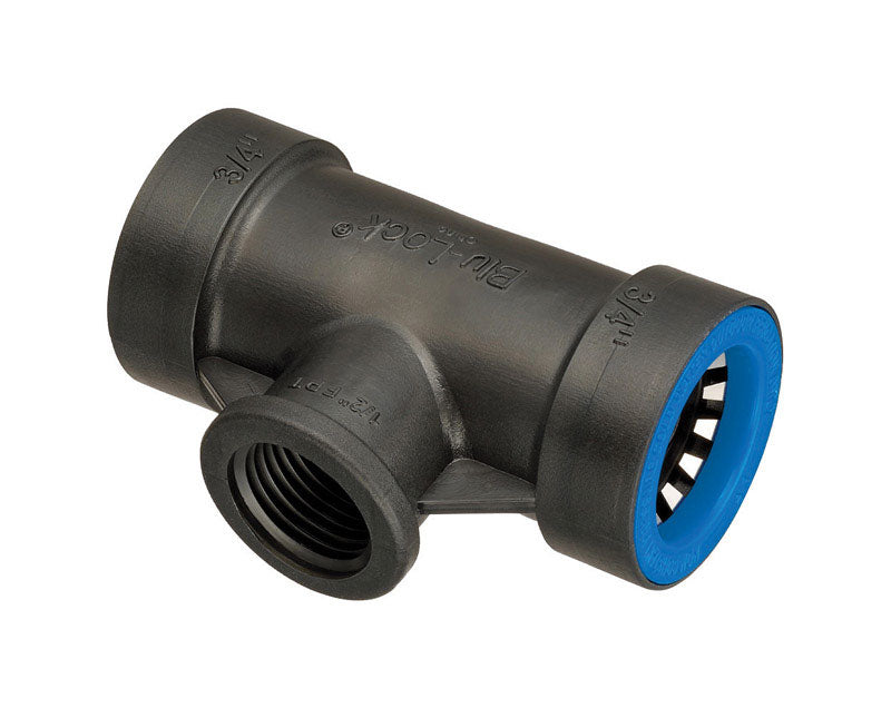 Orbit Blu-Lock 3/4 in. Push X 1/2 in. D FPT Tee Connector, Pack of 15