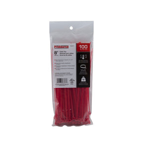 ProSource CT0945 Cable Tie, 8 inches, 50lb Tensile Strength, Self-Locking Locking, Nylon, Red