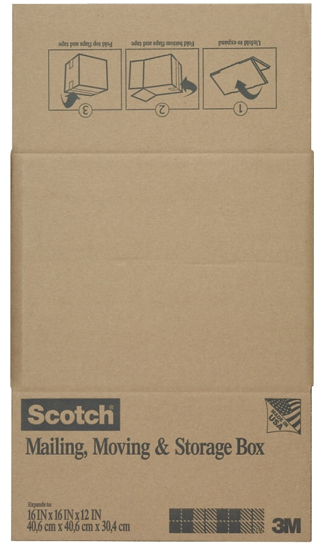 Scotch 8016.2FB Folded Box, L, 16 in L, Brown