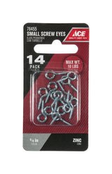Ace 1/16 in. D X 5/8 in. L Zinc-Plated Steel Screw Eye 10 lb. cap. 14 pk, Pack of 5