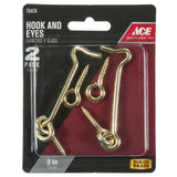 Ace Small Polished Brass Green Brass 3 in. L Hook and Eye 2 pk, Pack of 5