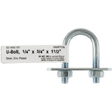 Hampton 1/4 in. X 3/4 in. W X 1-1/2 in. L Coarse Zinc-Plated Steel U-Bolt, Pack of 10