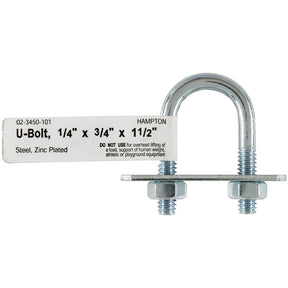 Hampton 1/4 in. X 3/4 in. W X 1-1/2 in. L Coarse Zinc-Plated Steel U-Bolt, Pack of 10