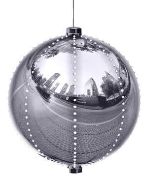 Santas Forest 60832 Ornament, 6 in H, Round Bulb, Plastic, Silver, Internal Light/Music: Internal Light, Pack of 2