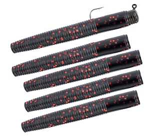 Matzuo America 5718-0525 Ned Style Rigs, 3 in Worm, 5-Hook, Black/Red Lure