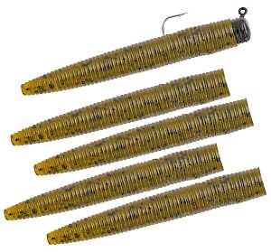 Matzuo America 5718-0513 Ned Style Rigs, 3 in Worm, 5-Hook, Green Pumpkin Lure