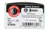 HILLMAN No. 10 X 1-1/2 in. L Slotted Hex Washer Head Sheet Metal Screws 100 pk
