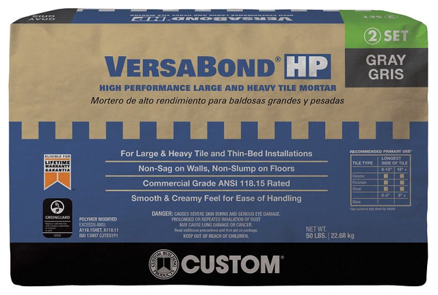 TILE MORTAR LRG&HVY GRAY 50LB