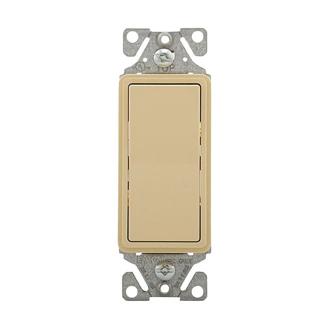 Eaton 7503 Series 7503V 3-Way Decorator Rocker Switch, 15 A, 120/277 V, 3-Way, Back Wire, Push Wire