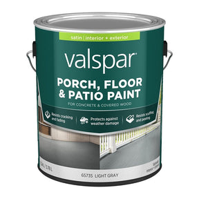 Valspar 009.0065735.007 Porch and Floor Paint, Satin Sheen, Light Gray, 1 gal, 400 sq-ft/gal Coverage Area, Pack of 4