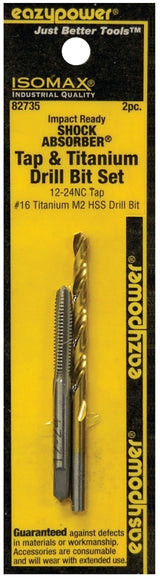 Eazypower 82735 Tap and Drill Set, 12-24 Thread, Titanium