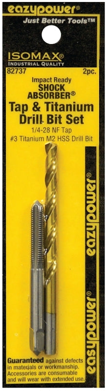 Eazypower 82737 Tap and Drill Set, 1/4-28 Thread, Titanium