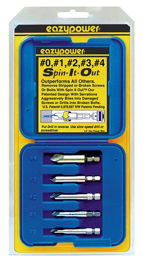 Eazypower Spin It Out Series 82681 Broken Screw Remover, #0 to 5 Bolt/Screw, HSS
