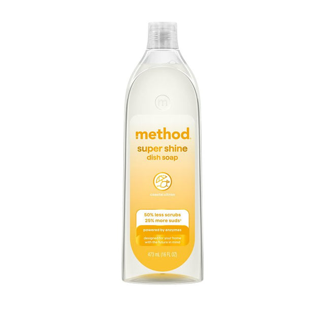 method Super Shine 11296 Dish Soap, 16 oz Bottle, Liquid, Coastal Citron