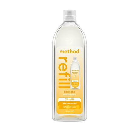 method Super Shine 11301 Dish Soap Refill, 48 oz Bottle, Liquid, Coastal Citron