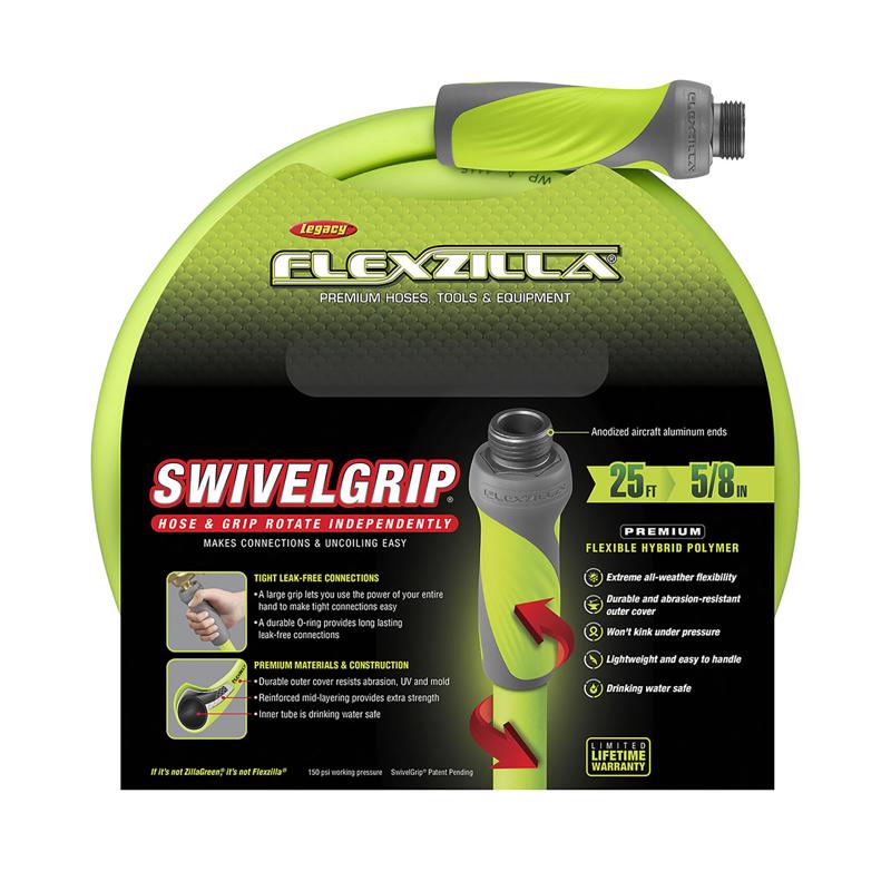 Legacy Flexzilla SwivelGrip 5/8 in. D X 25 ft. L Medium Duty Premium Grade Garden Hose