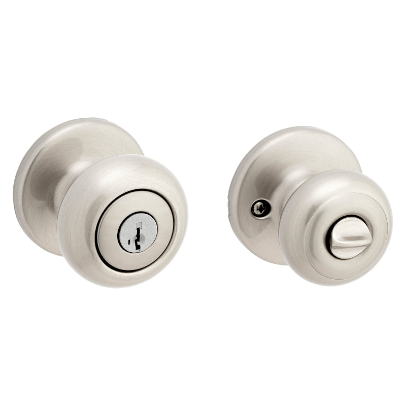 Kwikset 400CV 15 RCAL RCS Entry Knob, Satin Nickel, Brass, KW1 Keyway, 3 Grade