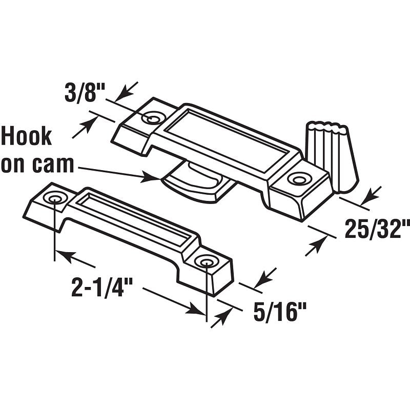 Prime-Line F 2532 Sliding Window Sash Lock, 2-1/2 in L x 23/32 in W Backplate, 2-1/4 in L Handle, Zinc, Painted