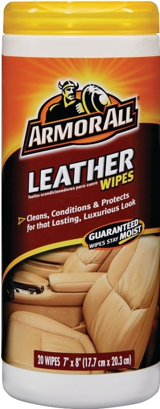 Armor All 18581C Leather Wipes, 8.44 in L, 3.31 in W, Effective to Remove: Dirt, Soil, 30-Wipes