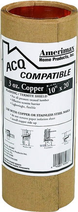Amerimax 85067 Flashing Roll, 20 ft OAL, 10 in OAW, Copper