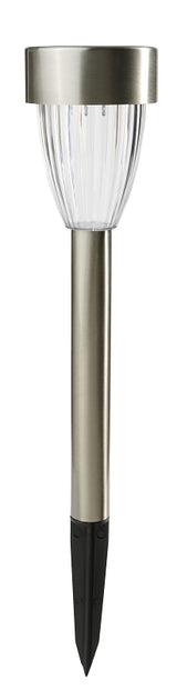 Boston Harbor 27089 Solar Stake Light, Nickel-Metal Hydride Battery, AA Battery, 1-Lamp, LED Lamp, Stainless Steel, Pack of 12