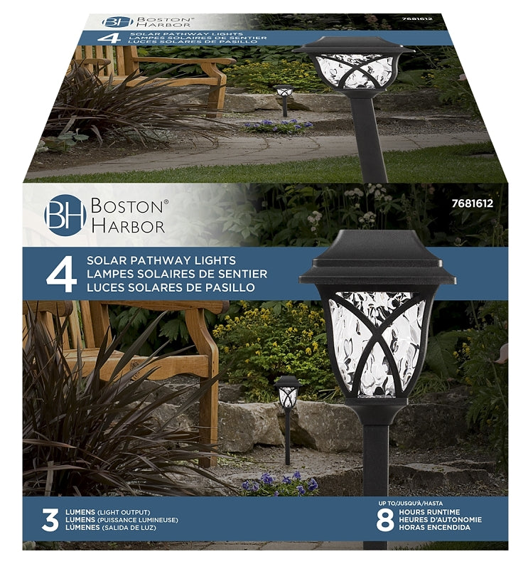 Boston Harbor 27090 Solar Stake Light, Ni-MH Battery, AA Battery, 1-Lamp, LED Lamp, Plastic Fixture, Black