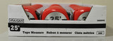 Vulcan 62-7.5X25-R Rule Tape, 25 ft L Blade, 1 in W Blade, Steel Blade, ABS Plastic Case, Red Case, Pack of 24