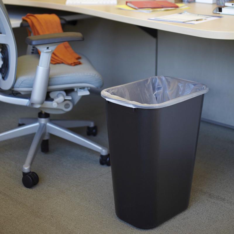 Rubbermaid Deskside 10.25 gal Black Resin Rectangle Trash Can, Pack of 12
